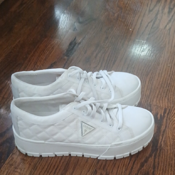 GUESS Women's Quilted White Sneakers - Picture 1 of 3